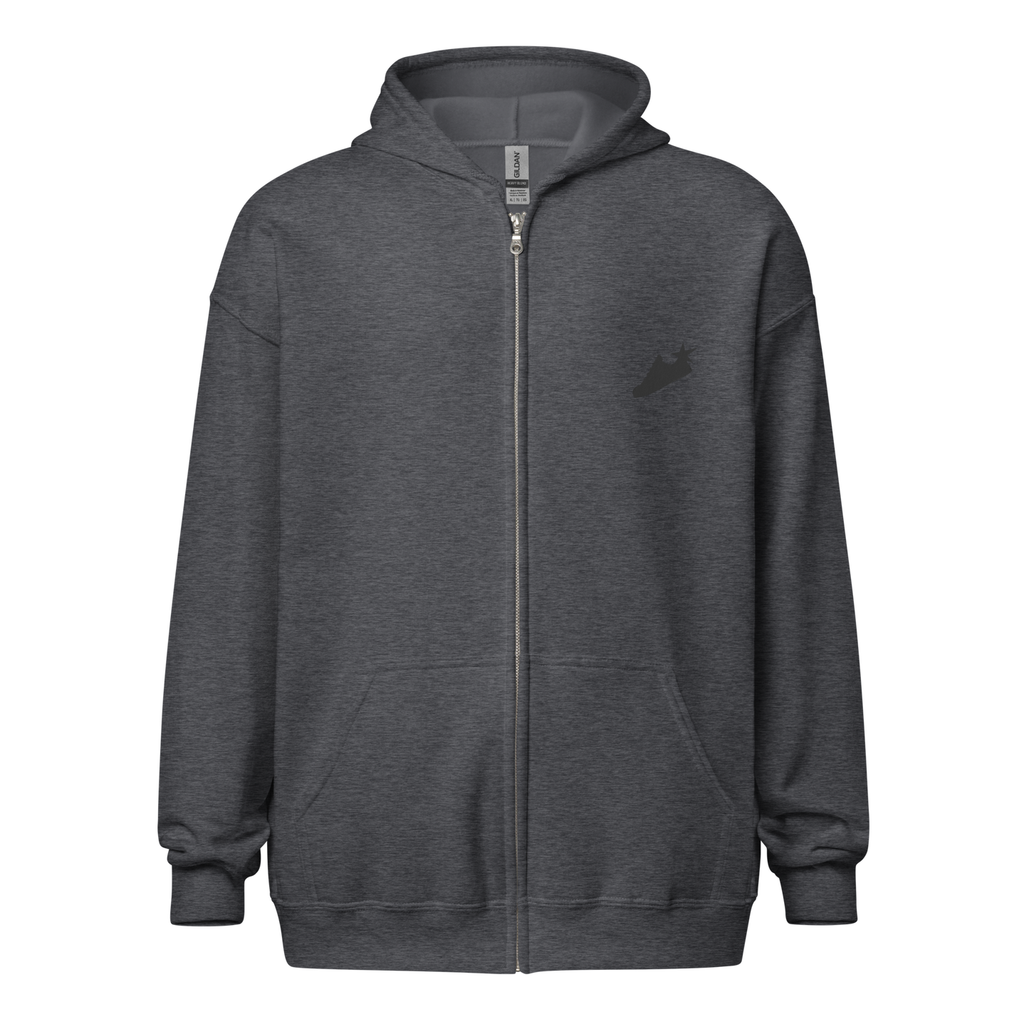 Felpa con cappuccio e zip misto pesante unisex