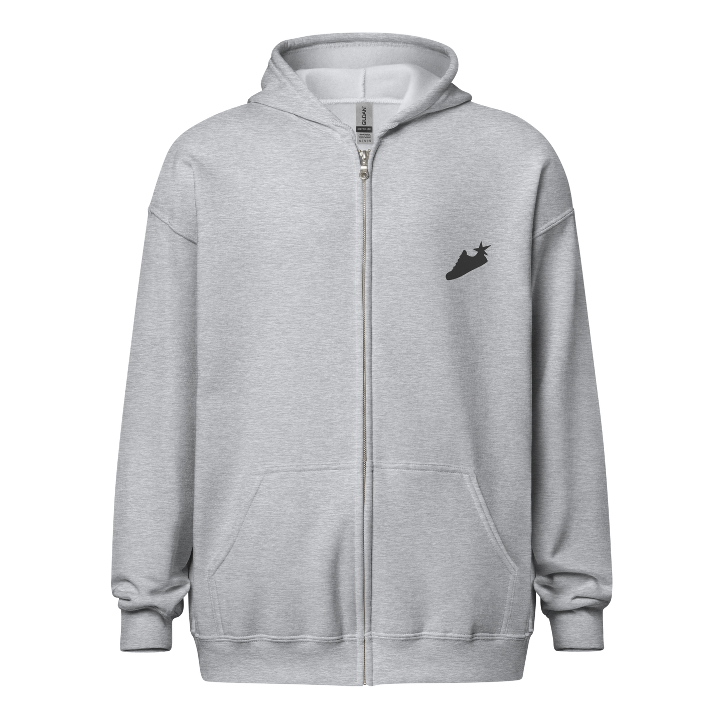 Felpa con cappuccio e zip misto pesante unisex