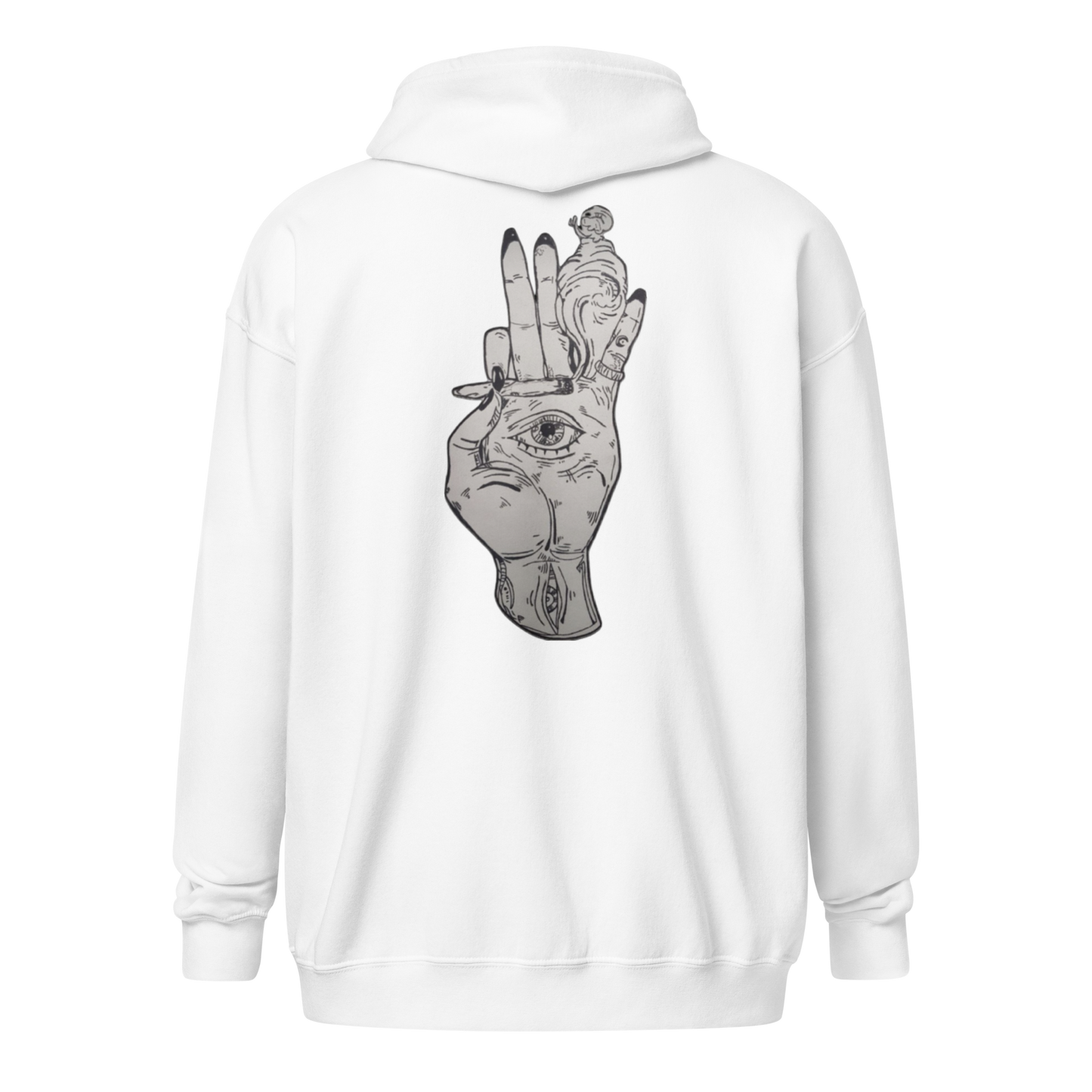 Felpa con cappuccio e zip misto pesante unisex