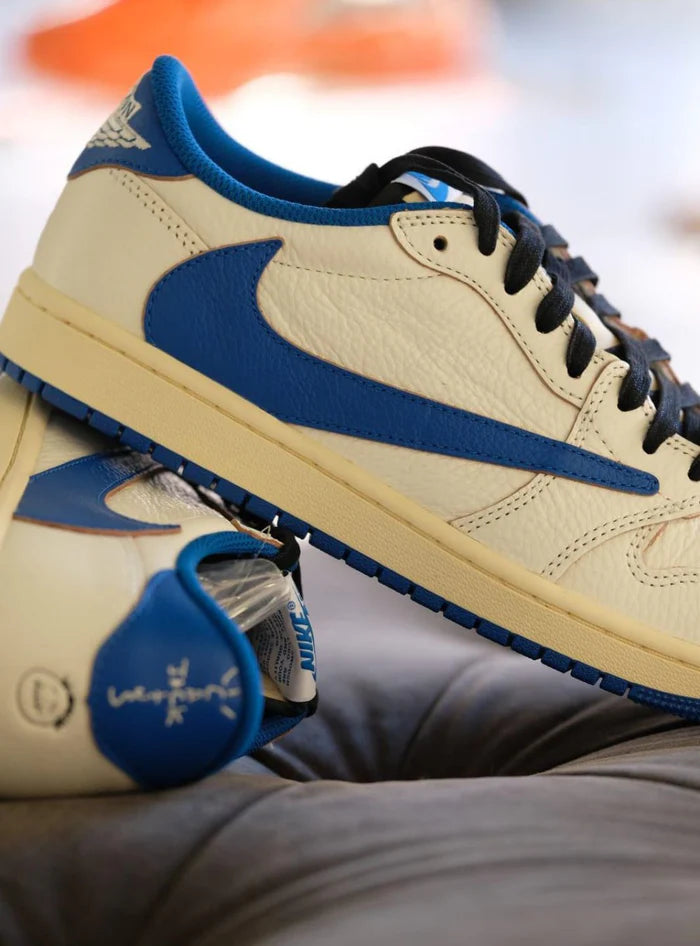 Air Jordan 1 Retro Low OG SP Fragment x Travis Scott Sail Military Blue