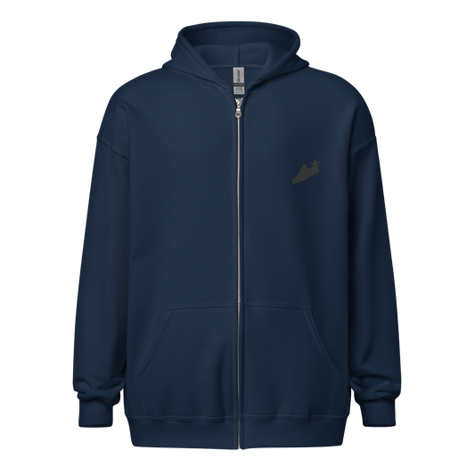Felpa con cappuccio e zip misto pesante unisex
