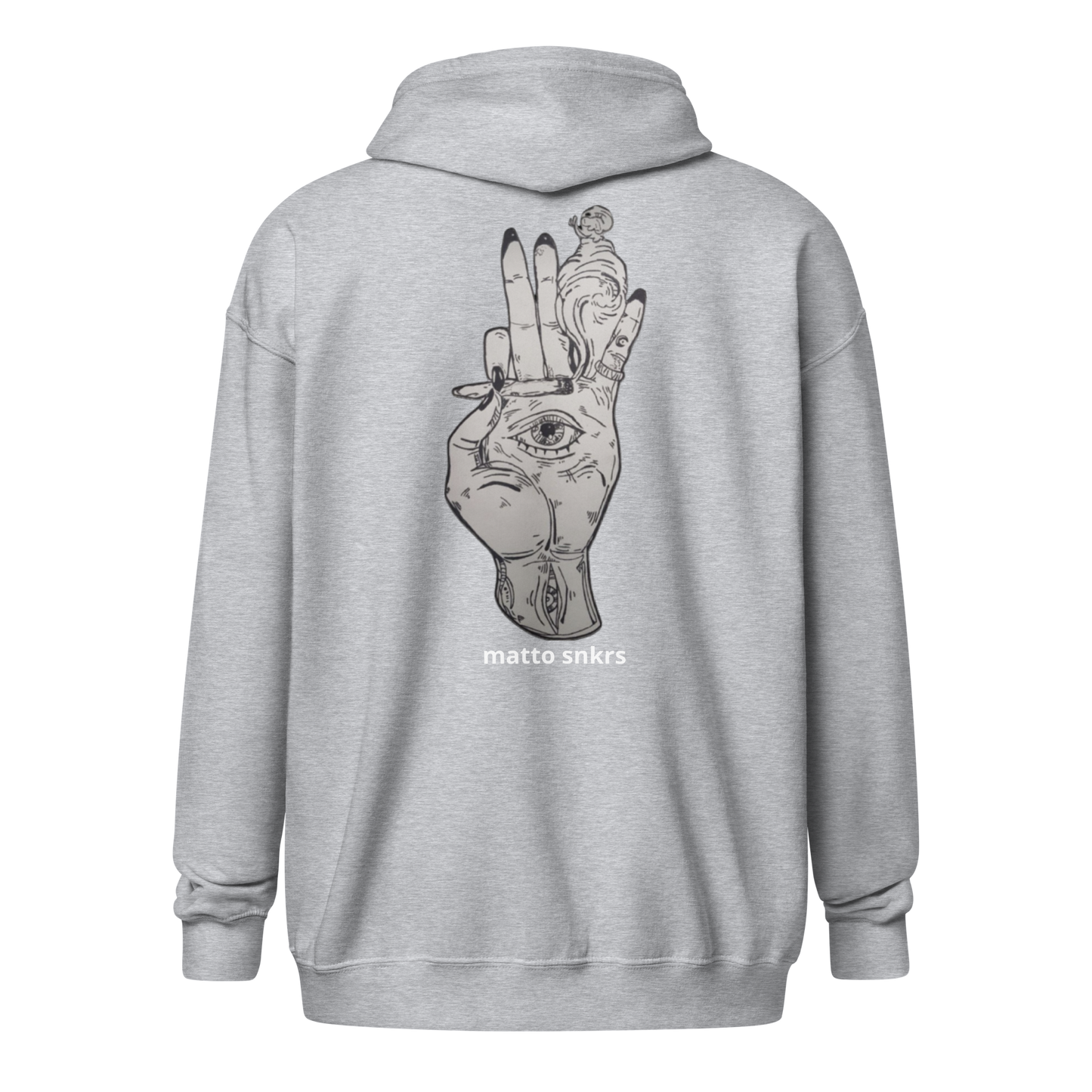 Felpa con cappuccio e zip misto pesante unisex